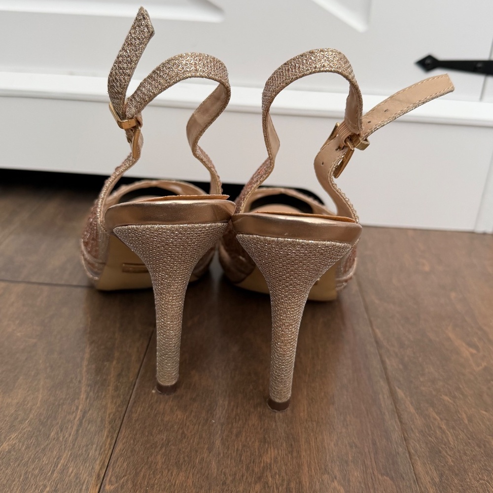 L Lorraine Gold Rhinestone Heels - Picture 3 of 10
